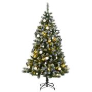 vidaXL Kunstig hengslet juletre med 150 LED og kulesett 120 cm