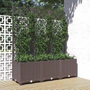 vidaXL Plantekasse med espalier brun 120x40x136 cm PP