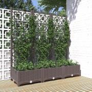 vidaXL Plantekasse med espalier brun 120x40x121,5 cm PP