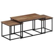 vidaXL Stablebare sofabord 3 stk heltre teak