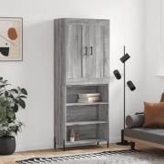 vidaXL Highboard grå sonoma 69,5x34x180 cm konstruert tre