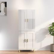 vidaXL Highboard høyglans hvit 69,5x34x180 cm konstruert tre