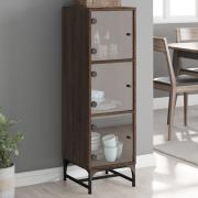 vidaXL Highboard med glassdører brun eik 35x37x120 cm