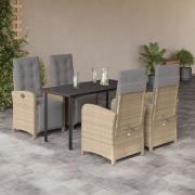 vidaXL Hagespisegruppe med puter 5 deler polyrotting beige