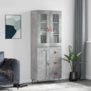 vidaXL Highboard betonggrå 69,5x34x180 cm konstruert tre