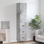 vidaXL Highboard betonggrå 34,5x34x180 cm konstruert tre