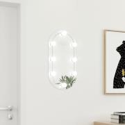 vidaXL Speil med LED-lys 60x30 cm glass oval