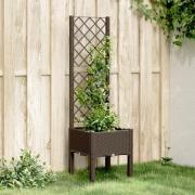 vidaXL Plantekasse med espalier brun 40x40x142 cm PP