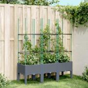 vidaXL Plantekasse med espalier grå 120x40x142,5 cm PP