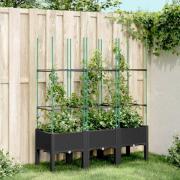 vidaXL Plantekasse med espalier svart 120x40x142,5 cm PP