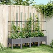 vidaXL Plantekasse med espalier lysegrå 160x40x142,5 cm PP