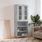 vidaXL Highboard betonggrå 69,5x34x180 cm konstruert tre