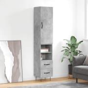 vidaXL Highboard betonggrå 34,5x34x180 cm konstruert tre