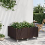 vidaXL Plantekasse med hjul brun 100x80x54 cm PP