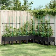 vidaXL Plantekasse med espalier svart 200x160x142,5 cm PP