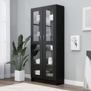 vidaXL Vitrine svart 82,5x30,5x185,5 cm konstruert tre