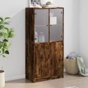 vidaXL Highboard med dører røkt eik 68x37x142 cm konstruert tre