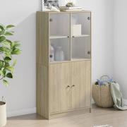 vidaXL Highboard med dører sonoma eik 68x37x142 cm konstruert tre