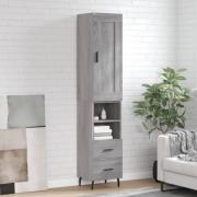 vidaXL Highboard grå sonoma 34,5x34x180 cm konstruert tre