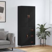 vidaXL Highboard svart 69,5x34x180 cm konstruert tre