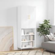 vidaXL Highboard høyglans hvit 69,5x34x180 cm konstruert tre