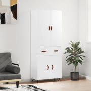 vidaXL Highboard høyglans hvit 69,5x34x180 cm konstruert tre