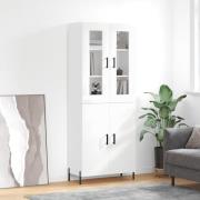 vidaXL Highboard høyglans hvit 69,5x34x180 cm konstruert tre