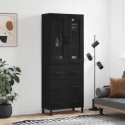 vidaXL Highboard svart 69,5x34x180 cm konstruert tre