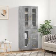 vidaXL Highboard betonggrå 69,5x34x180 cm konstruert tre