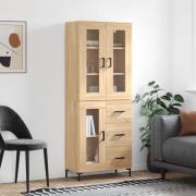 vidaXL Highboard sonoma eik 69,5x34x180 cm konstruert tre