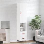 vidaXL Highboard høyglans hvit 34,5x34x180 cm konstruert tre