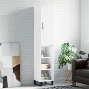 vidaXL Highboard høyglans hvit 34,5x34x180 cm konstruert tre