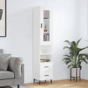 vidaXL Highboard hvit 34,5x34x180 cm konstruert tre