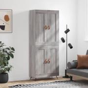 vidaXL Highboard grå sonoma 69,5x34x180 cm konstruert tre