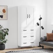 vidaXL Highboard høyglans hvit 69,5x34x180 cm konstruert tre