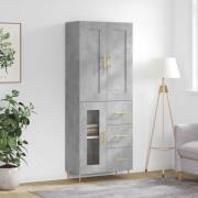 vidaXL Highboard betonggrå 69,5x34x180 cm konstruert tre