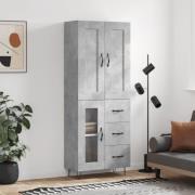 vidaXL Highboard betonggrå 69,5x34x180 cm konstruert tre