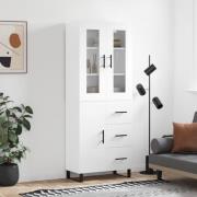 vidaXL Highboard høyglans hvit 69,5x34x180 cm konstruert tre