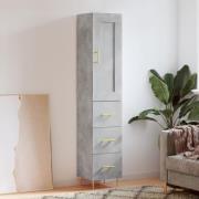 vidaXL Highboard betonggrå 34,5x34x180 cm konstruert tre