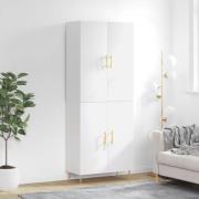 vidaXL Highboard høyglans hvit 69,5x34x180 cm konstruert tre