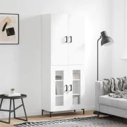 vidaXL Highboard høyglans hvit 69,5x34x180 cm konstruert tre