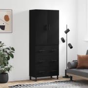 vidaXL Highboard svart 69,5x34x180 cm konstruert tre