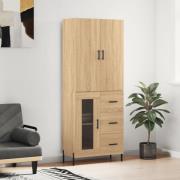 vidaXL Highboard sonoma eik 69,5x34x180 cm konstruert tre