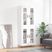 vidaXL Highboard høyglans hvit 69,5x34x180 cm konstruert tre