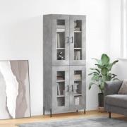 vidaXL Highboard betonggrå 69,5x34x180 cm konstruert tre