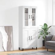 vidaXL Highboard høyglans hvit 69,5x34x180 cm konstruert tre