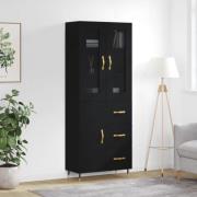 vidaXL Highboard svart 69,5x34x180 cm konstruert tre