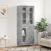 vidaXL Highboard betonggrå 69,5x34x180 cm konstruert tre