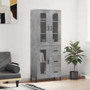 vidaXL Highboard betonggrå 69,5x34x180 cm konstruert tre