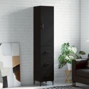 vidaXL Highboard svart 34,5x34x180 cm konstruert tre